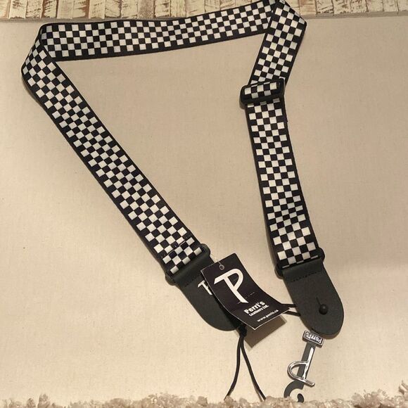 Perri's 2" Polyester Guitar Strap black and white white checker - Picture 1 of 6